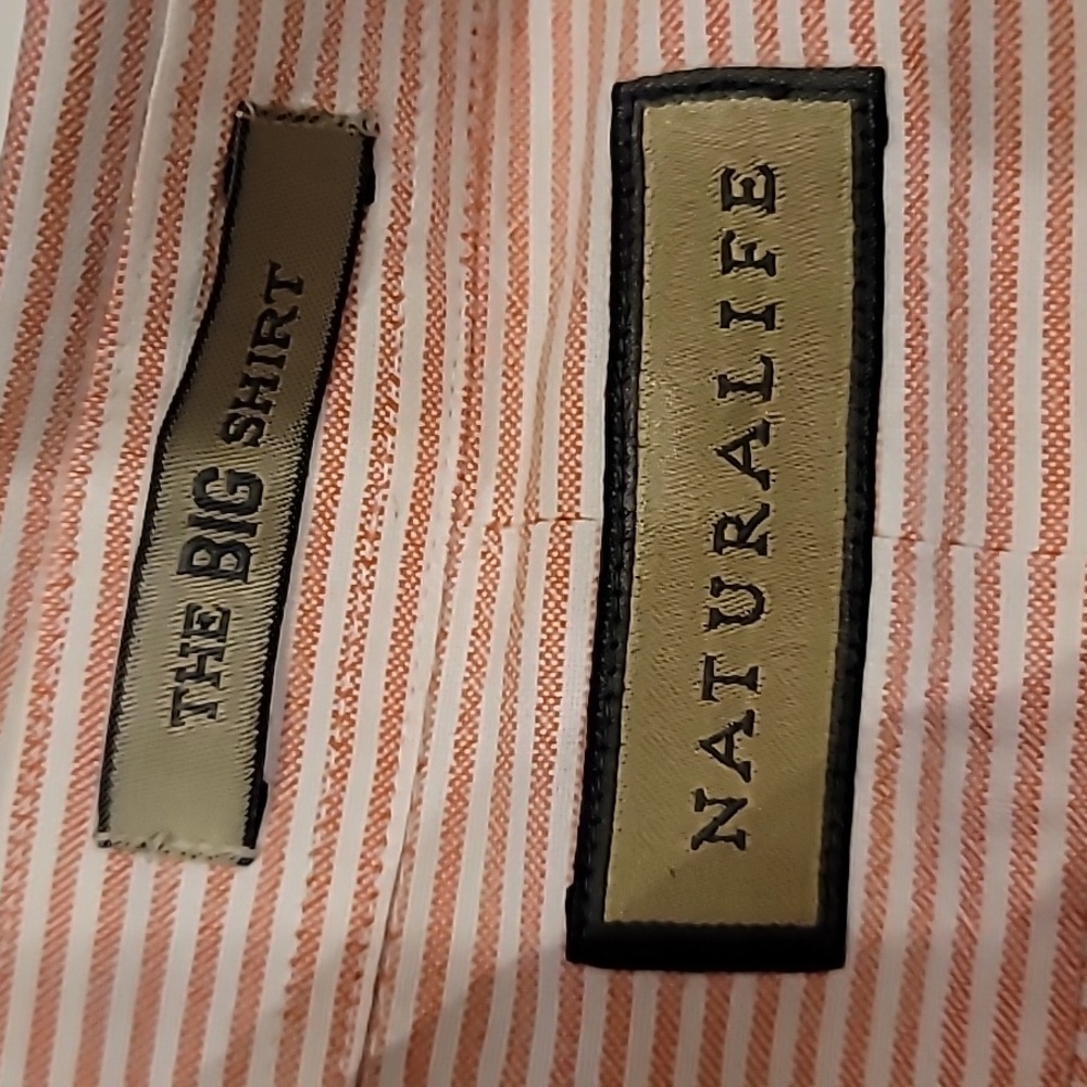 Natural Life Big Shirt Pinstripe Button Down Collar Shirt Pink White XL - Picture 8 of 11